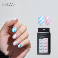Nouveau design de haute qualité 24 pièces faux ongles ABS carrés courts ongles artificiels personnalisés bleu profond pour les filles utilisation des doigts facile à appliquer