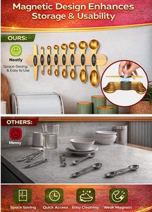 Set di Cucchiai Dosatori Magnetici con Potenti Magneti N45, Acciaio Inossidabile Resistente, Senza BPA, Set Multicolore di 8 Livellatori (Oro) - Product Image 5