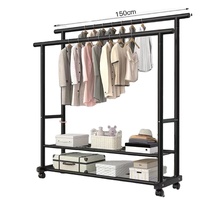 Séchoir à linge sur pied en fer pour extérieur et balcon, design à double barre, grand format, avec rangement, style moderne et minimaliste pour chambre