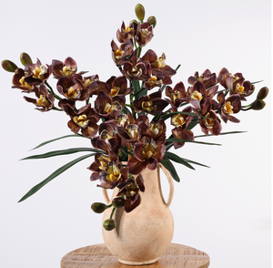 Fleur d'<span class=keywords><strong>orchidée</strong></span> <span class=keywords><strong>Cymbidium</strong></span> artificielle à 8 têtes, fleur à toucher réel, fleur décorative pour mariage - Product Image 3