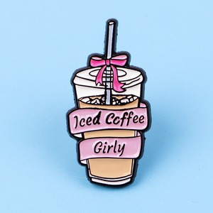 Pins de esmalte con diseño de dibujos animados de café helado <span class=keywords><strong>para</strong></span> mochilas, maletines y prendas de vestir, accesorios de moda, regalos - Product Image 6