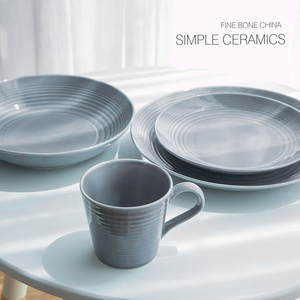 Ensemble de vaisselle en céramique de couleur unie royale britannique <span class=keywords><strong>assiette</strong></span> à steak tasse en céramique <span class=keywords><strong>assiette</strong></span> <span class=keywords><strong>gris</strong></span> <span class=keywords><strong>clair</strong></span> nordique - Product Image 4