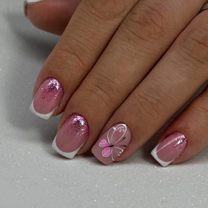 24 Uds moda <span class=keywords><strong>blanco</strong></span> <span class=keywords><strong>rosa</strong></span> amor medio venta al por mayor <span class=keywords><strong>uñas</strong></span> postizas prensa <span class=keywords><strong>uñas</strong></span> <span class=keywords><strong>palo</strong></span> de lujo en las <span class=keywords><strong>uñas</strong></span> - Product Image 4