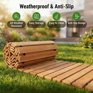 Planchas de Madera Entrelazadas para Caminos de Jardín, Antideslizantes, para Exteriores, Patio, Césped, Camino Rectangular, Diseño Contemporáneo - Product Image 5