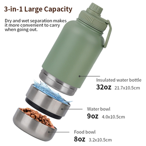 Custom Logo 32oz Portable Stainless Steel Pet Feeder Rounded Outdoor Travel Bowl With Insulated <strong>Dog</strong> Water Bottle Small Animals - Product Image 2