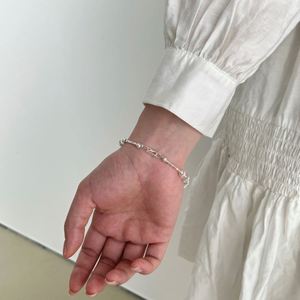Dylam Personalized Design Fine Jewelry S925 <b>Silver</b> Beaded Chain Big Circle Crystal Women <b>Bangles</b> <b>Bracelets</b> Jewellery for Daily - Product Image 5