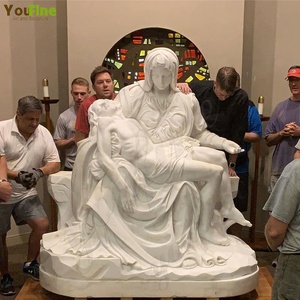 Statua della Pietà in Marmo Bianco a Grandezza Naturale, Scultura Religiosa da Esterno, Decorazione per Chiesa e Giardino Realizzata a Mano da Michelangelo - Product Image 6