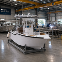 Bateau de pêche robuste en aluminium KV-180, console centrale, coque en V stable, pont de pêche large, bac à appâts vivants, pêche en haute mer