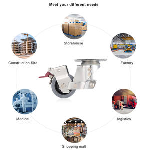 Produto barato 360 ° Rotação Silenciosa 3 Polegada 4 Polegada 5 Polegada Médio Dever Choque Absorvente de Aço Inoxidável Rodízios Rodas - Product Image 4