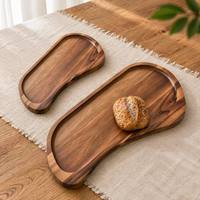 Plateau en bois allongé multi-usage pour la cuisine et la table à manger, plateau de rangement pour collations, plateau de service