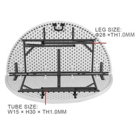Table de banquet moderne pliable d'extérieur en plastique HDPE de 150 cm (5 pieds 60 pouces) empilable pour salon, salle à manger, cour, hôtel, villa