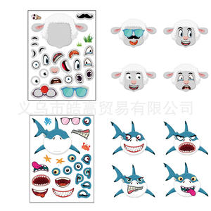 YALONG, venta al por mayor, YLWG10014, pegatinas impermeables para hacer una <span class=keywords><strong>cara</strong></span>, creatividad, reconocimiento <span class=keywords><strong>de</strong></span> niños, entrenamiento, educación, juguete, pegatina <span class=keywords><strong>de</strong></span> animales - Product Image 3