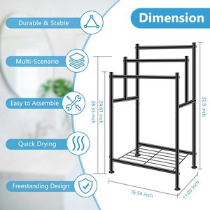 Freestanding 3 Tier Metal Towel <b>Rack</b> with Storage <b>Shelf</b> Bathroom Floor Standing Towel Holder Space Saving Organizer - Product Image 1