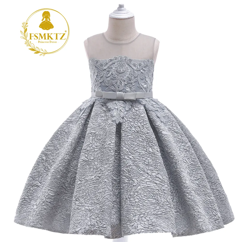 2022 New Arrivals Kids Evening Gown Satin Frock Design Girls Birthday Party Dresses
