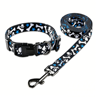 Ensemble collier et laisse pour chien personnalisés en gros, impression sur mesure avec étiquette et poignées rembourrées