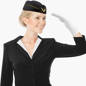 Bleu feutre compagnie aérienne hôtesse de l'air béret chapeau fête Cosplay casquette française pour femmes <span class=keywords><strong>hôtesses</strong></span> - Product Image 5