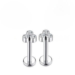 Boucles d'oreilles clous en acier inoxydable couleur or, serties de zircon, forme boule, pour cartilage d'oreille percé - Product Image 3