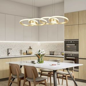 Vàng Nhẫn Acrylic Ánh Sáng Mặt Dây Chuyền Diningroom Trang Trí Bầu Không Khí Mặt Dây Chuyền Đèn Led Đèn Chùm Cho Nhà - Product Image 5