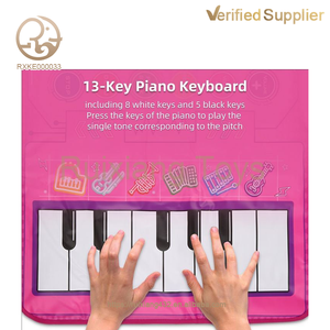 <span class=keywords><strong>Tapis</strong></span> <span class=keywords><strong>musical</strong></span> 3-en-1 pour les tout-petits, jeu éducatif de piano et de batterie avec 2 bâtons, couverture de jeu tactile pour bébés - Product Image 4