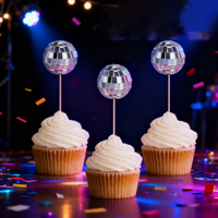 Boule à facettes personnalisée en gros pour la décoration de gâteaux - boule disco avec bâton en bois pour la décoration de fête