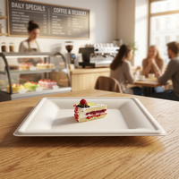 Assiettes écologiques de 10 pouces pour les fêtes, assiettes en papier écologiques jetables, assiettes carrées en bagasse pour le déjeuner