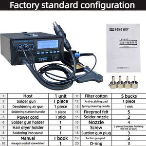 Station <span class=keywords><strong>de</strong></span> soudage Longwei 800 avec pistolet à air chaud, mode veille trois-en-un à température constante pour le soudage - Product Image 6