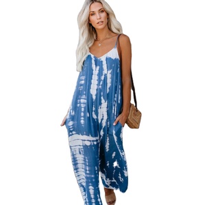 <span class=keywords><strong>Tuta</strong></span> a gamba larga <span class=keywords><strong>con</strong></span> bretelle da donna di nuovo stile all'ingrosso della fabbrica pantaloni lunghi larghi estivi larghi casuali di grandi dimensioni - Product Image 1