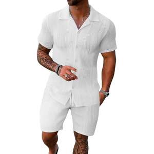 Ensemble de vêtements d'été pour homme personnalisé en 2 pièces, chemise à manches courtes et short, coton respirant, vêtements de plage décontractés - Product Image 6