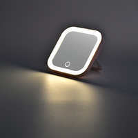 Compact Petit Mini Cadeau Vanité Table Led Lumières Portable À Main Poche Maquillage Miroir 2X Grossissant