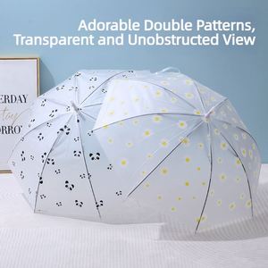 Parapluie transparent à pois avec logo personnalisé, manche long, en POE, avec crochet en J, imperméable, pour femmes et enfants, vente en gros - Product Image 3