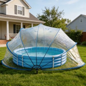 USA Warehouse 18ft Ground-Mounted Retractable <b>Pool</b> Cover PVC Film Fiberglass Rod <b>Pool</b> Fence Outdoor <b>Pool</b> <b>Accessories</b> - Product Image 3