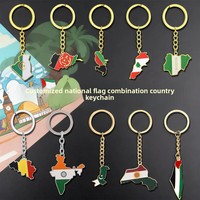 Individueller UV-Druck Weltkarte Zinklegierung Schlüsselanhänger Persönlicher Stil Internationale Reisekultur Elemente Sehenswürdigkeiten Souvenir Geschenk