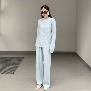 Thời Trang Mùa Thu 2025 Của Phụ Nữ Lỏng Lẻo Áo Len Cashmere Đan Quần Và Áo Len Hai-Mảnh Thiết Lập - Product Image 3
