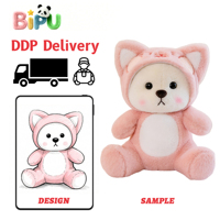 Ours en peluche rose personnalisé populaire, petit, en polyester et coton doux, brodé, jouets en peluche, fabrication OEM ODM professionnelle, créez votre propre modèle
