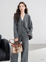 Ensemble de vêtements de détente en tricot crocheté pour femmes, veste sans manches, cardigan ouvert sur le devant, pantalon large, ultra doux, respirant, écologique