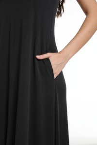 Бамбуковые хлопковые ночные рубашки на заказ, черные женские ночные рубашки без рукавов, оптовая продажа, Ночные платья для сна для женщин - Product Image 6