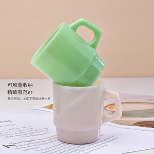 Verres à boire en verre opaque <span class=keywords><strong>de</strong></span> couleur personnalisée, tasse à thé en verre jade, tasse à café en verre borosilicate <span class=keywords><strong>de</strong></span> haute qualité avec poignée - Product Image 4