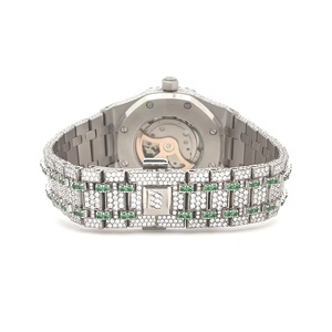 Montre à quartz en acier inoxydable Moissanite de créateur de mode haut de gamme, style moderne élégant, pierres précieuses brillantes, mouvement à quartz précis - Product Image 4
