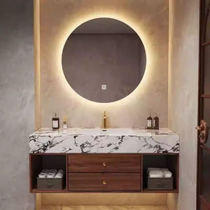 Nuevo lavabo integrado de cerámica estilo chino, color nogal, mueble de baño, lavabo personalizado de estilo minimalista. - Product Image 1