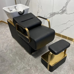 Juego de Muebles de Salón de Belleza de Lujo Moderno al por Mayor, Silla de Barbero para Adultos, Lavacabezas Manual con Pedal, Lavabo, Tazón, Económico - Product Image 5