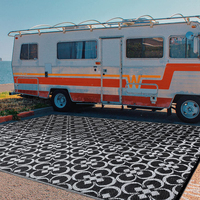 Tapis en plastique polypropylène tressé réversible écologique Patio Camping Plage Voyage Léger Caravane Tapis d'extérieur