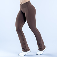 Pantalon de yoga taille haute pour femme, coupe large évasée, idéal pour le sport et le cyclisme, avec logo personnalisable