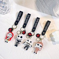 Porte-clés en PVC personnalisé avec logo 3D, personnage de film d'animation mignon, porte-clés en métal léger, imperméable, pour Halloween