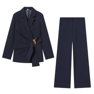 Collection Hiver 2026 PB&ZA pour Femme : <span class=keywords><strong>Blazer</strong></span> en Velours Anti-Plis à Manches Longues et Boucles Décoratives - Product Image 2
