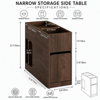 Table d'appoint étroite peu encombrante avec tiroir de rangement divisé et étagère latérale ouverte pour salon et chambre