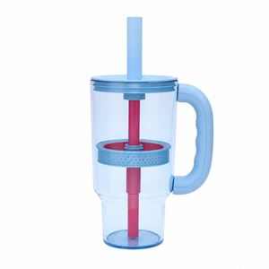 Vaso de Té Helado Navideño de 1180 ml, Vaso con Pajita de 40 oz, Vaso de Plástico con Diseño Floral y Asa, Resistente a Altas Temperaturas - Product Image 1