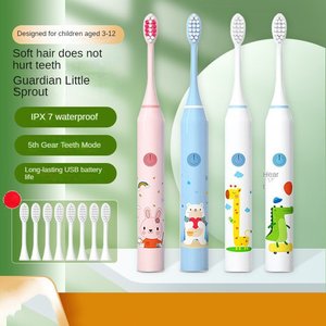 Produttore all'ingrosso carino vibrante sonico spazzolino elettrico per bambini a batteria sostituibile con testina morbida via orale pulita - Product Image 1