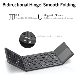 <span class=keywords><strong>Clavier</strong></span> Bluetooth sans fil ultra-fin pliable à trois volets pour iPad, <span class=keywords><strong>clavier</strong></span> portable pour le bureau avec <span class=keywords><strong>pavé</strong></span> tactile B033 - Product Image 5