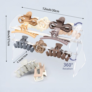 Rak Penyimpanan Multifungsi Dapat Diputar, Penyangga <span class=keywords><strong>Display</strong></span> Jepit Rambut Akrilik - Product Image 2