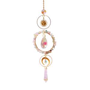 Offre Spéciale : Attrape-soleil en cristal Feng Shui, Décoration en verre teinté, Prisme personnalisé en forme de Soleil et de Lune, Cadeau Fête des Mères - Product Image 3